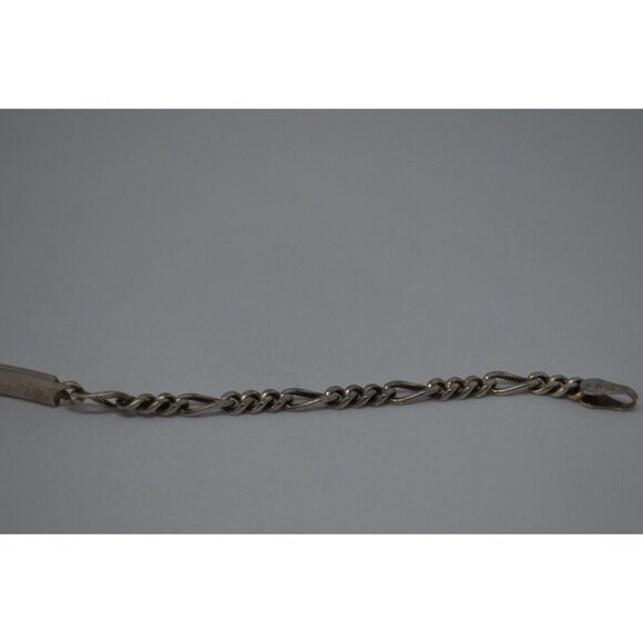 Engravable Bracelet Figaro Chain Blank Nameplate Customizable Sterling Silver - Picture 6 of 8